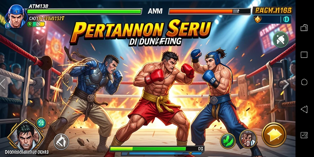Screenshot utama gameplay ATM138 menampilkan aksi pertarungan yang mendebarkan.