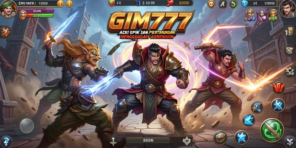 Tampilan aksi mendebarkan dalam GIM777 saat karakter bertempur.