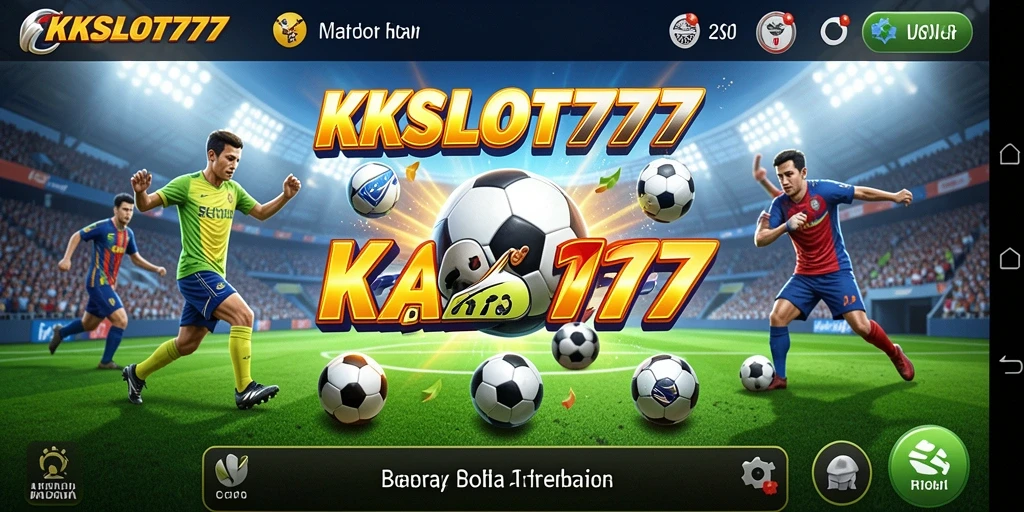 Screenshot gameplay KKSLOT777 yang menampilkan suasana pertandingan sepak bola.