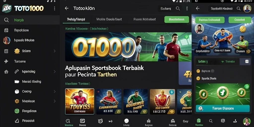 Tampilan menarik dari gameplay TOTO1000 di aplikasi Sportsbook.